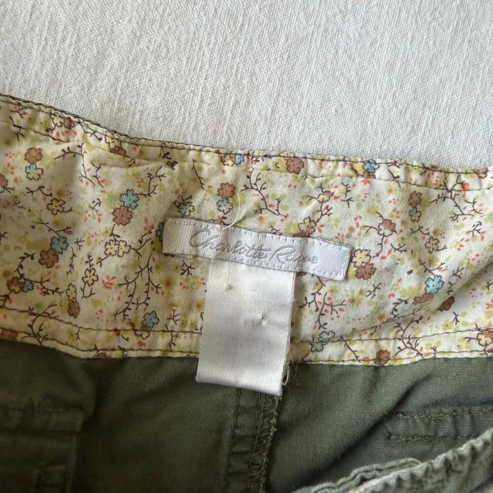 Y2K Charlotte Russe Cargo Utility Shorts Green Drawstring‎ Floral Waistband